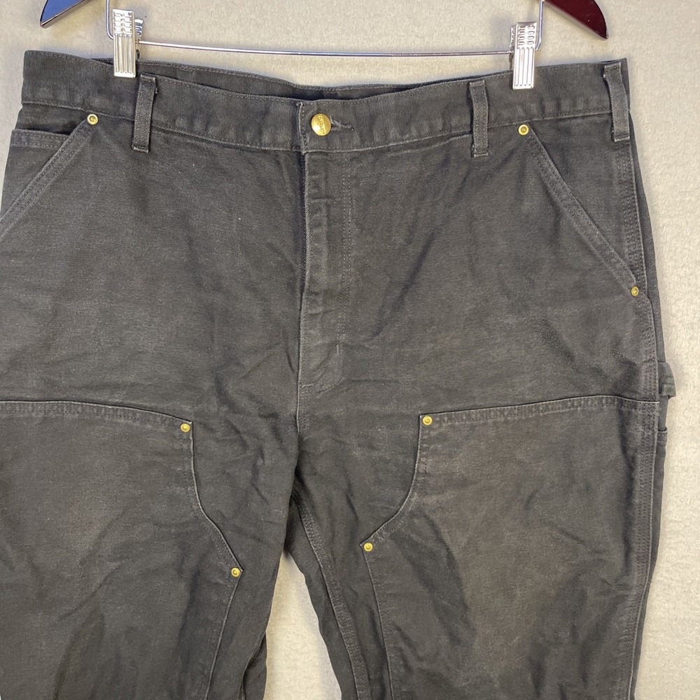 Carhartt Double Knee Jeans Mens 40x30 (36x29) Black B01 Heavy Duck Made in USA - Picture 2 of 12